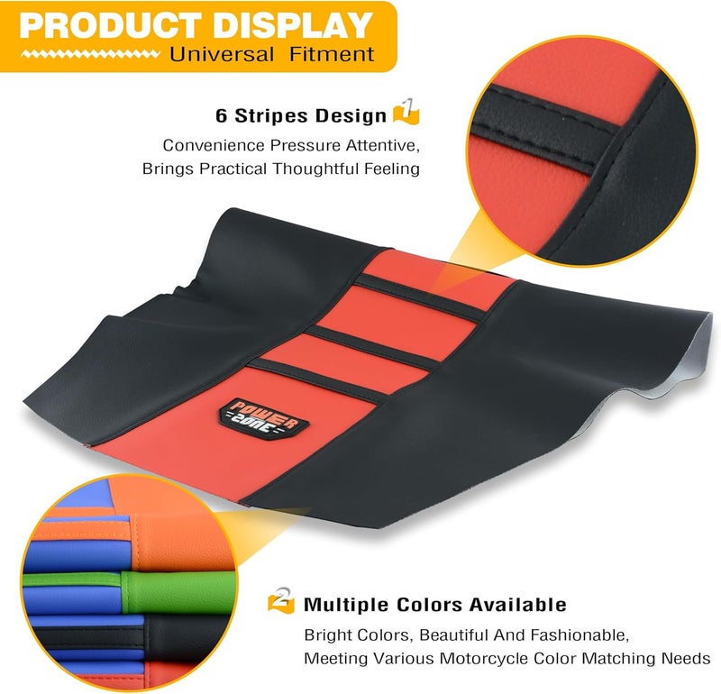 sawrain Dirt Bike Seat Cover - Universal Gripper No-Slip Dirtbike Seat Cover Black-Red - Image 5